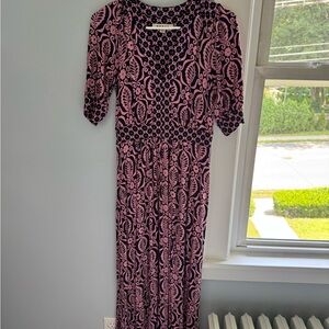 Boden Pink and Navy Midi Dress